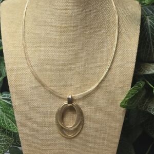 Jones New York Gold Gold Tone Double Oval Pendant Necklace